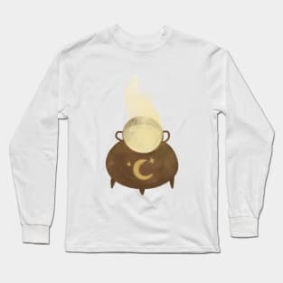 Boiling witch cauldron with moon and stars Long Sleeve T-Shirt